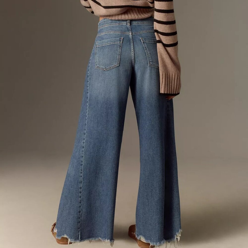 The Adi Regenerative Cotton Mid-Rise Frayed Relaxed Flare Jeans  PLOVER - Picture 3 of 6